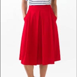 Agnes & Dora Red Pleated Midi - Pockets!!